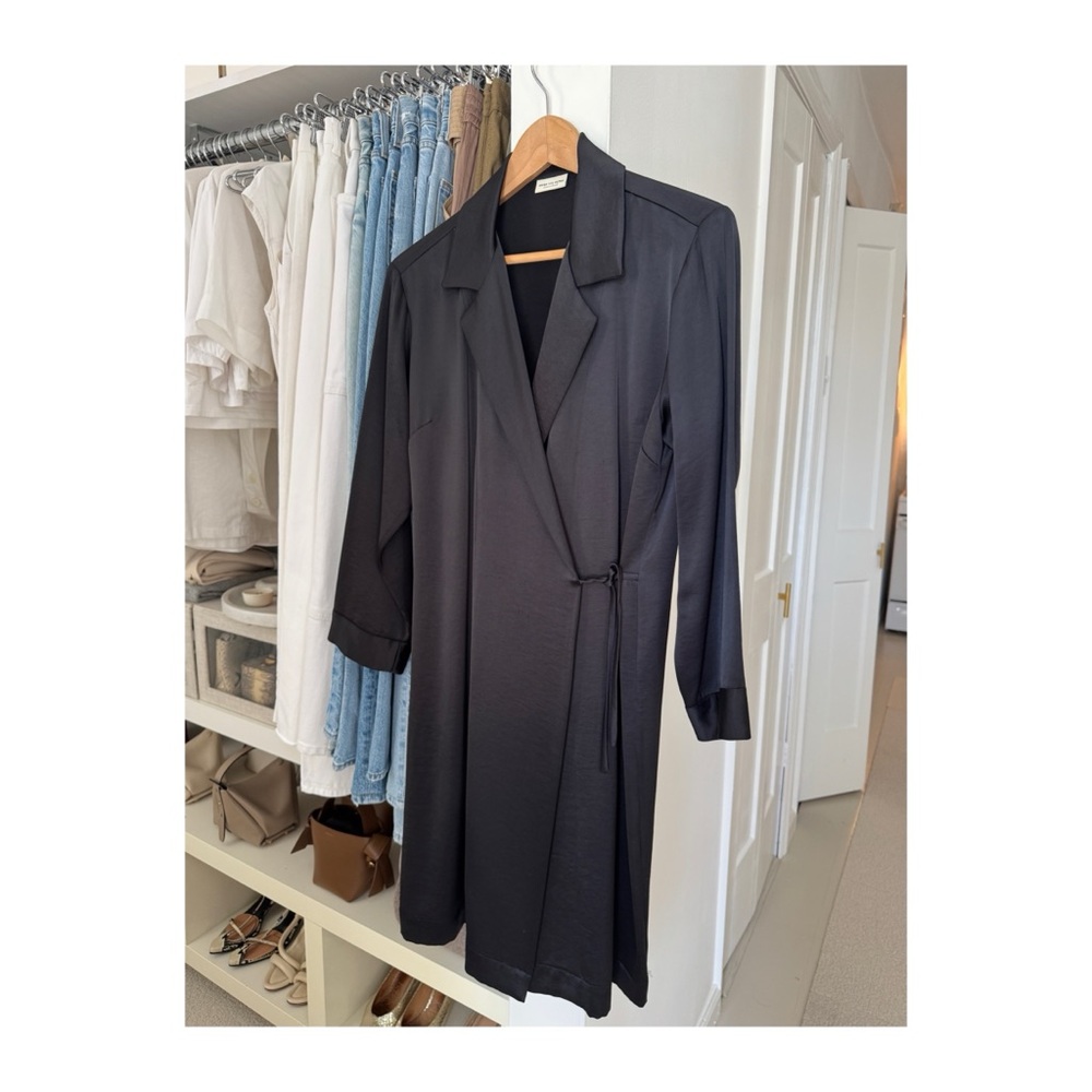 Dries Van Noten Black Satin Wrap Jacket /Dress
